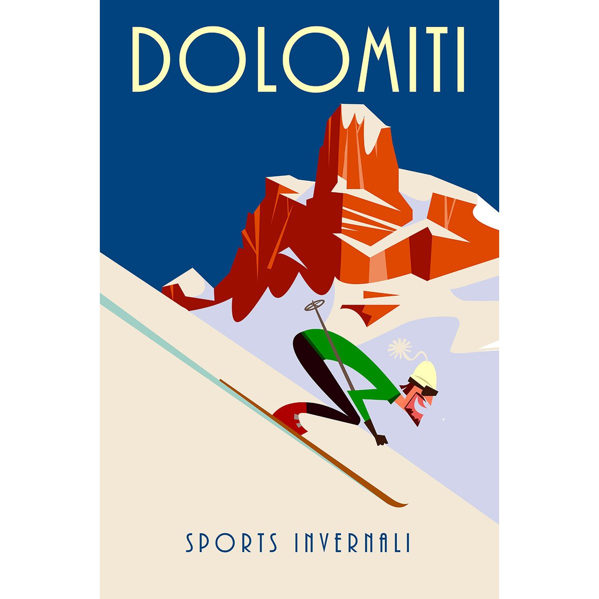 Tableau ski et dolomites tableau alu dibond, HEXOA