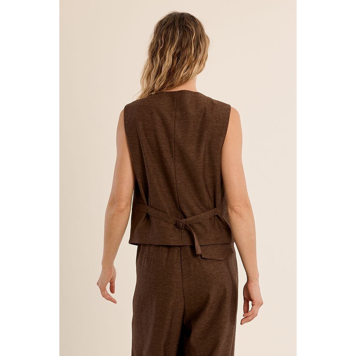 Gilet de costume col V marron chocolat, MOLLY BRACKEN