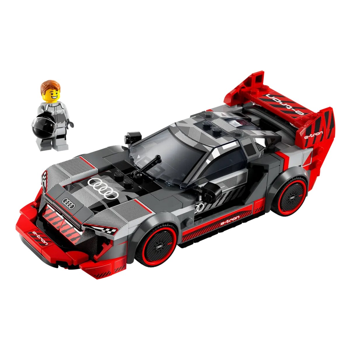 Voiture de course Audi S1 e-tron quattro gris et rouge, LEGO