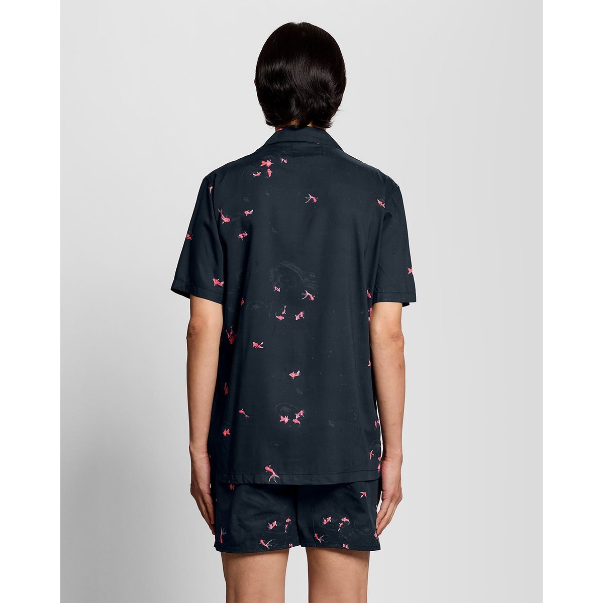 Chemise resort poisson rouge graphique bleu foncé marine/ vif rose, LYLE & SCOTT