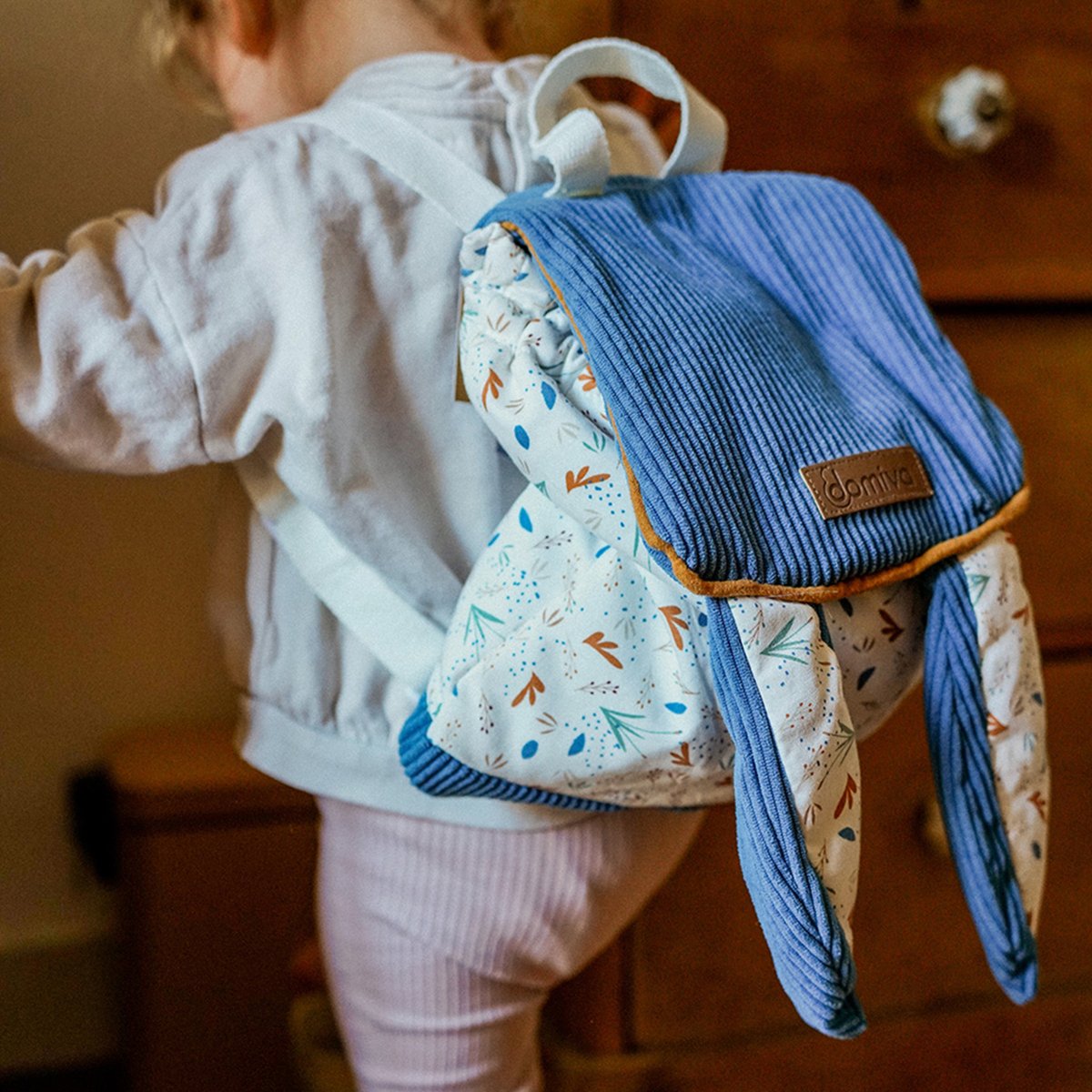 Sac à dos bébé avec bretelles réglables bleu, DOMIVA