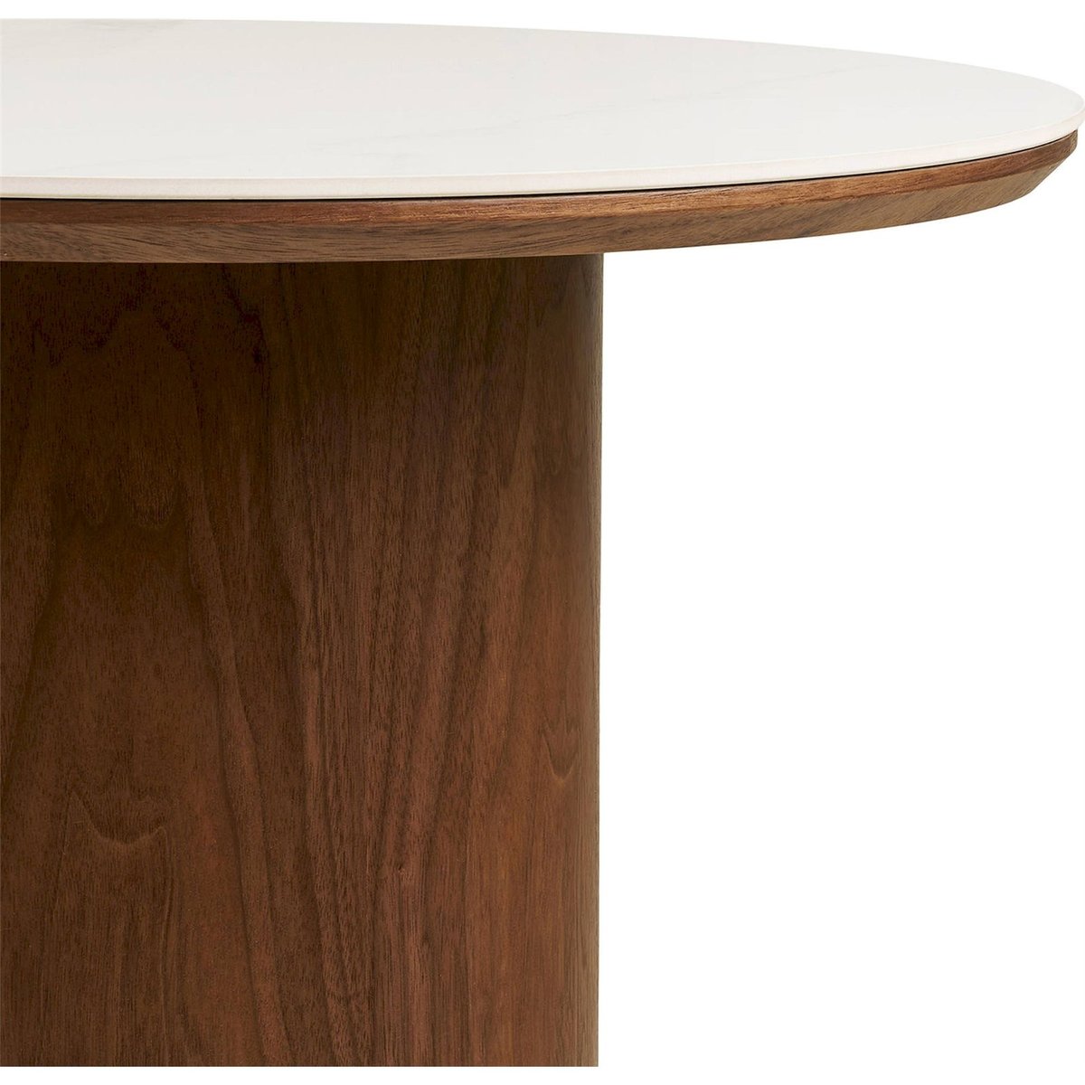 Table basse ronde bois et céramique NOLI bois foncé et blanc effet marbre, RECOLLECTION