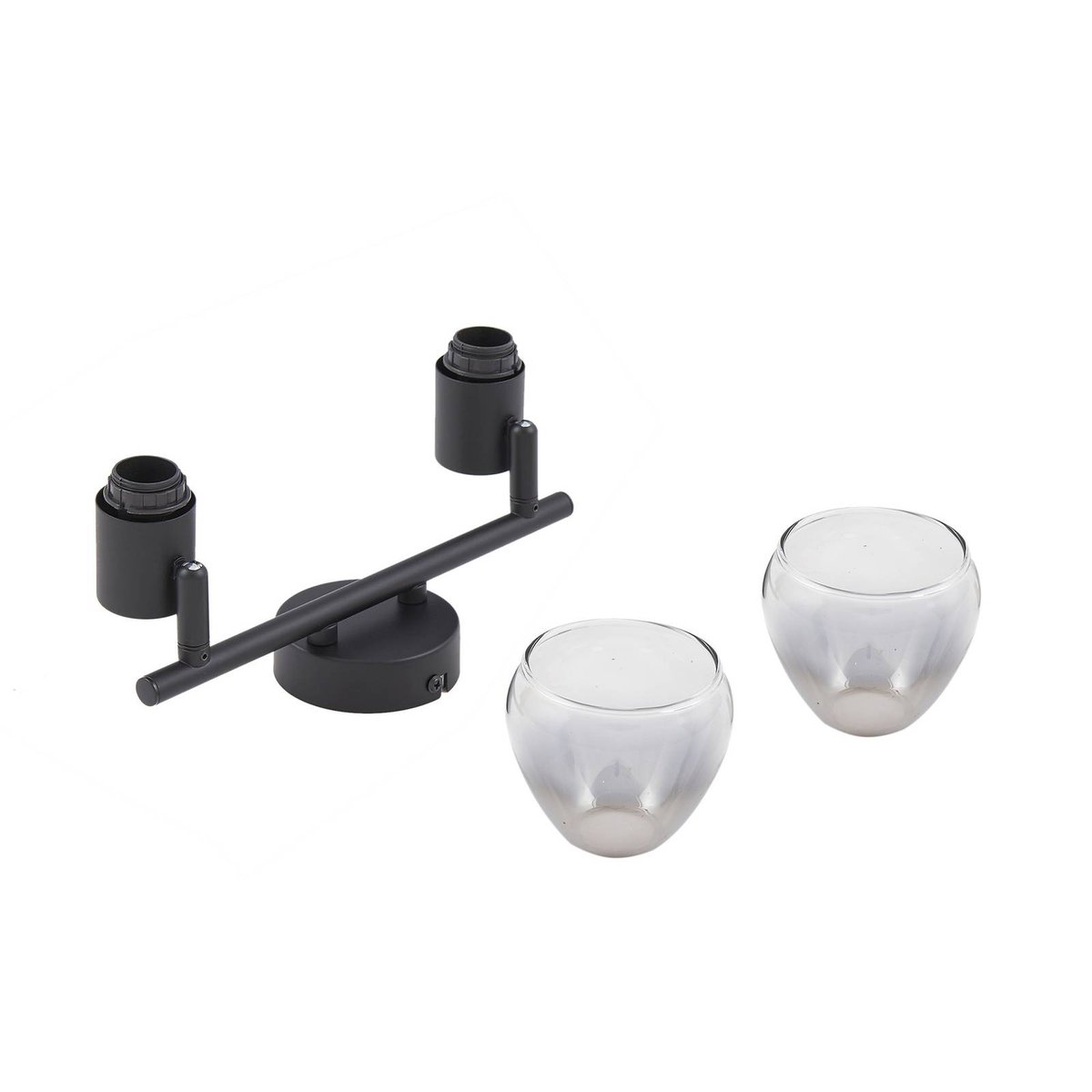 Plafonnier en métal moderne, Pendura gris fumée, noir mat, LINDBY