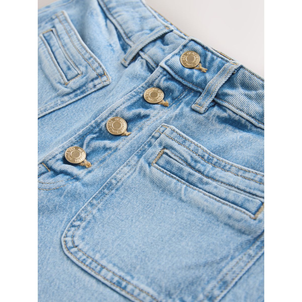 Jean large avec poche plaquée jean bleu moyen, NEXT