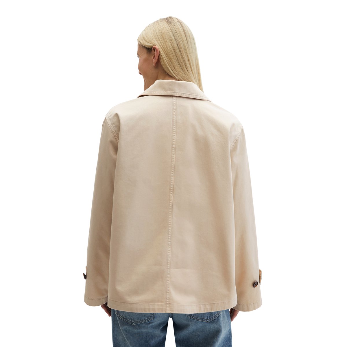 Veste caban relaxed garment-dyed en sergé de coton organique gris clair, MARC O'POLO