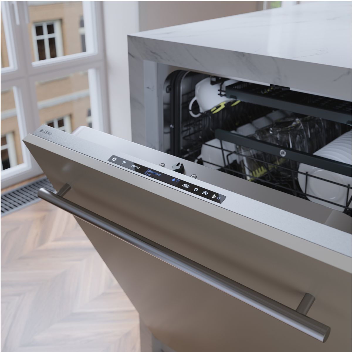 Lave vaisselle encastrable DSD544B écran tactile et bras de lavage inox couleur unique, ASKO
