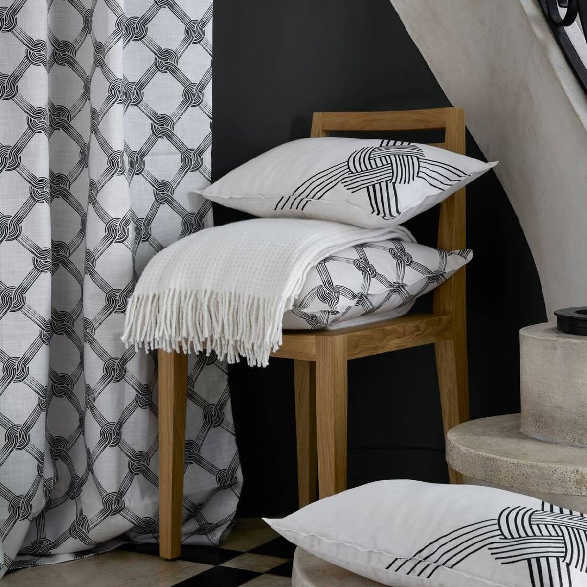 Plaid nid d'abeille coton polyester recyclé - PAZENN gris, CAMIF