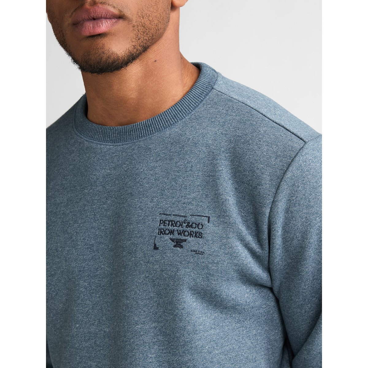 Sweat col rond chiné steelmont bleu storm blue, PETROL INDUSTRIES