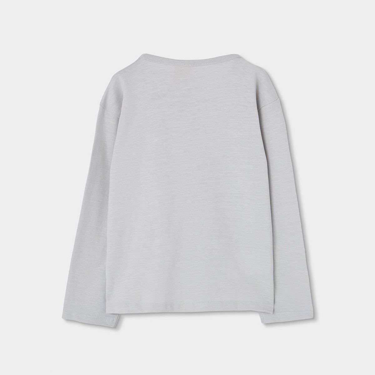 T-shirt fille en maille avec fleurs brodées gris, BOBOLI