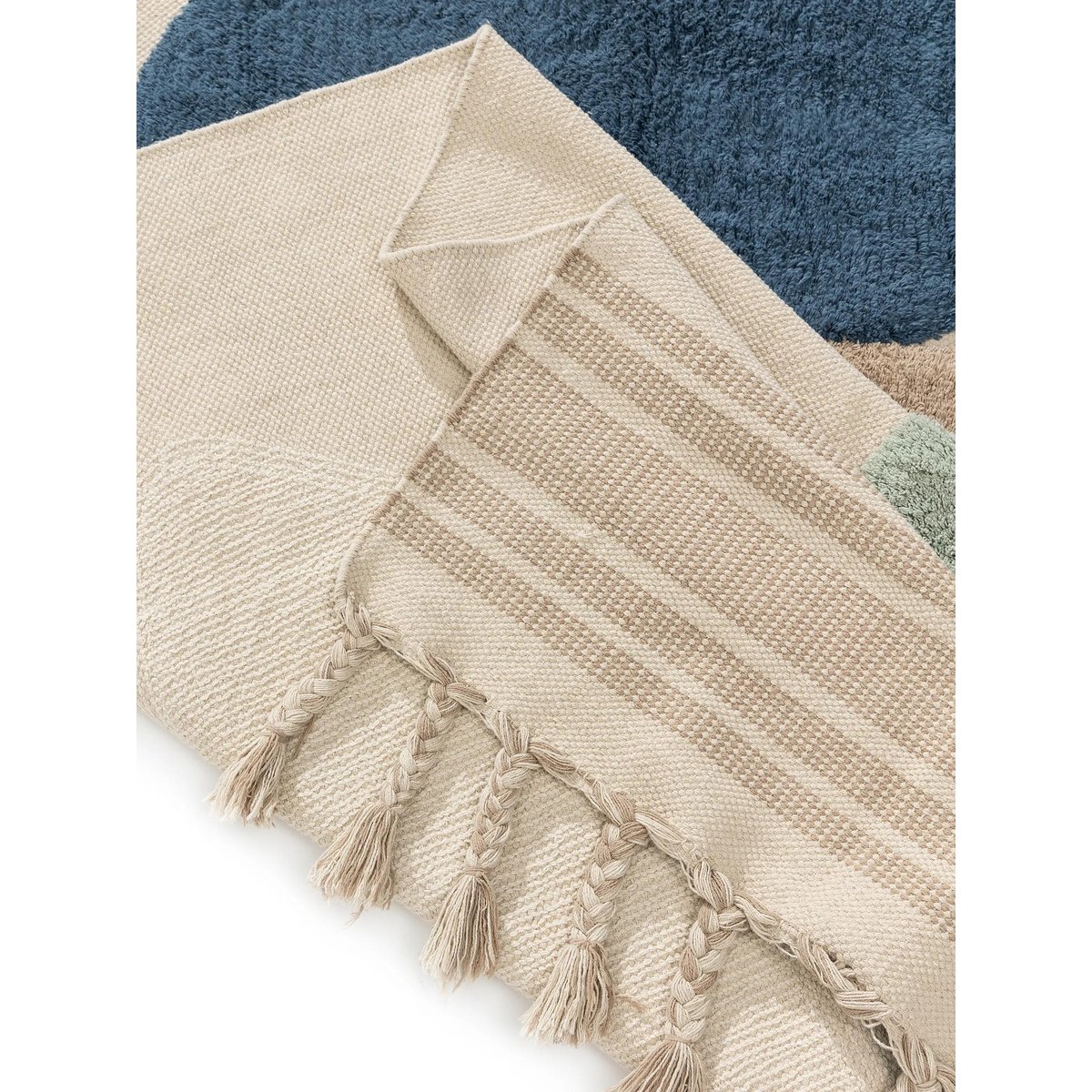 Tapis en coton fait main GIBSON bleu, BENUTA