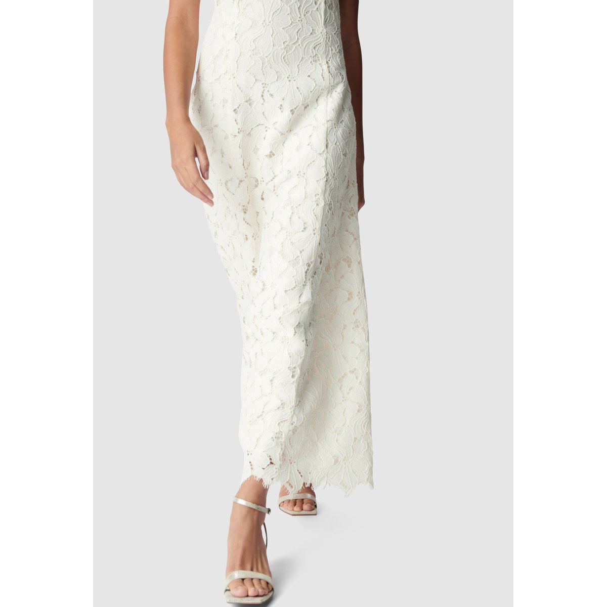Robe bustier longue dentelle ecru, IKKS