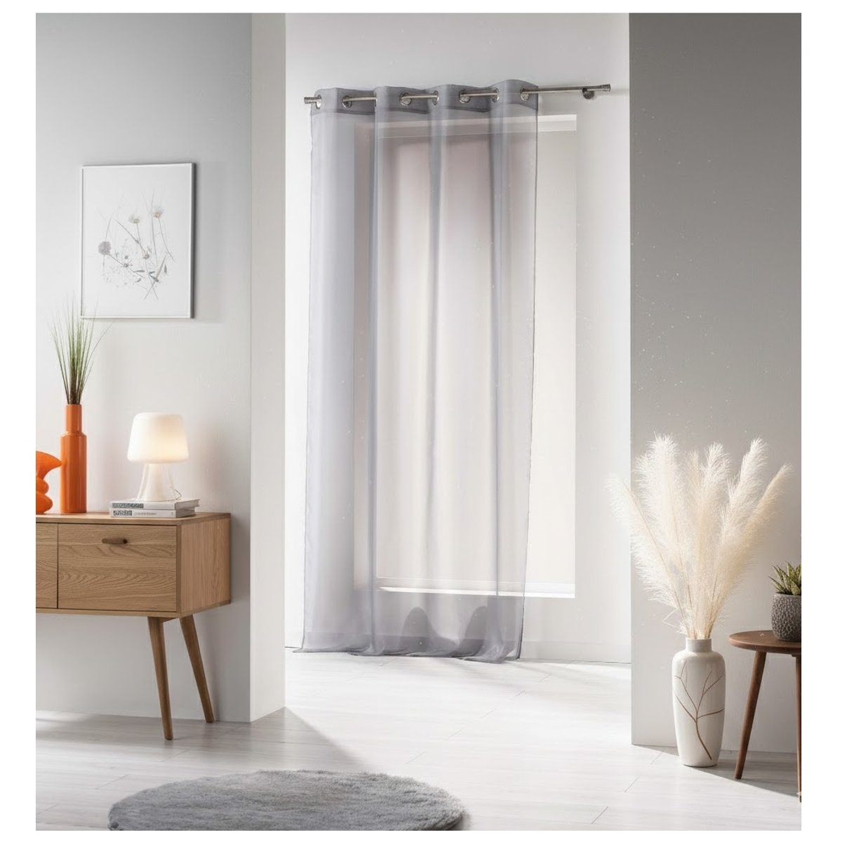 Panneau a oeillets Voile uni Voiline gris, EDEN
