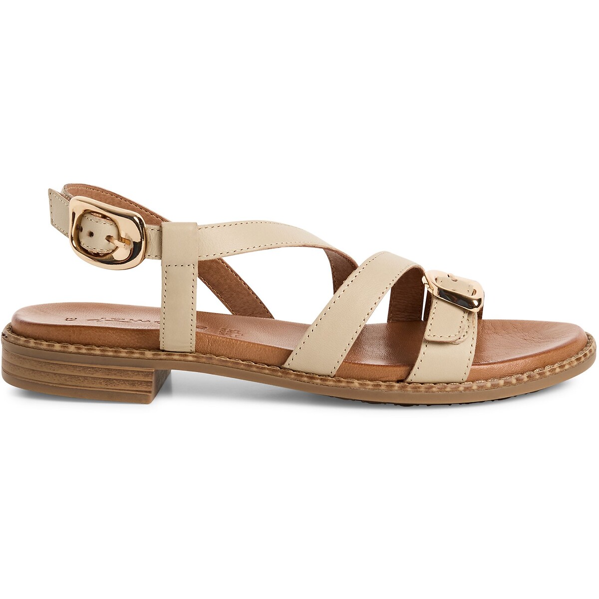 Flat Leather Sandals ivory, TAMARIS