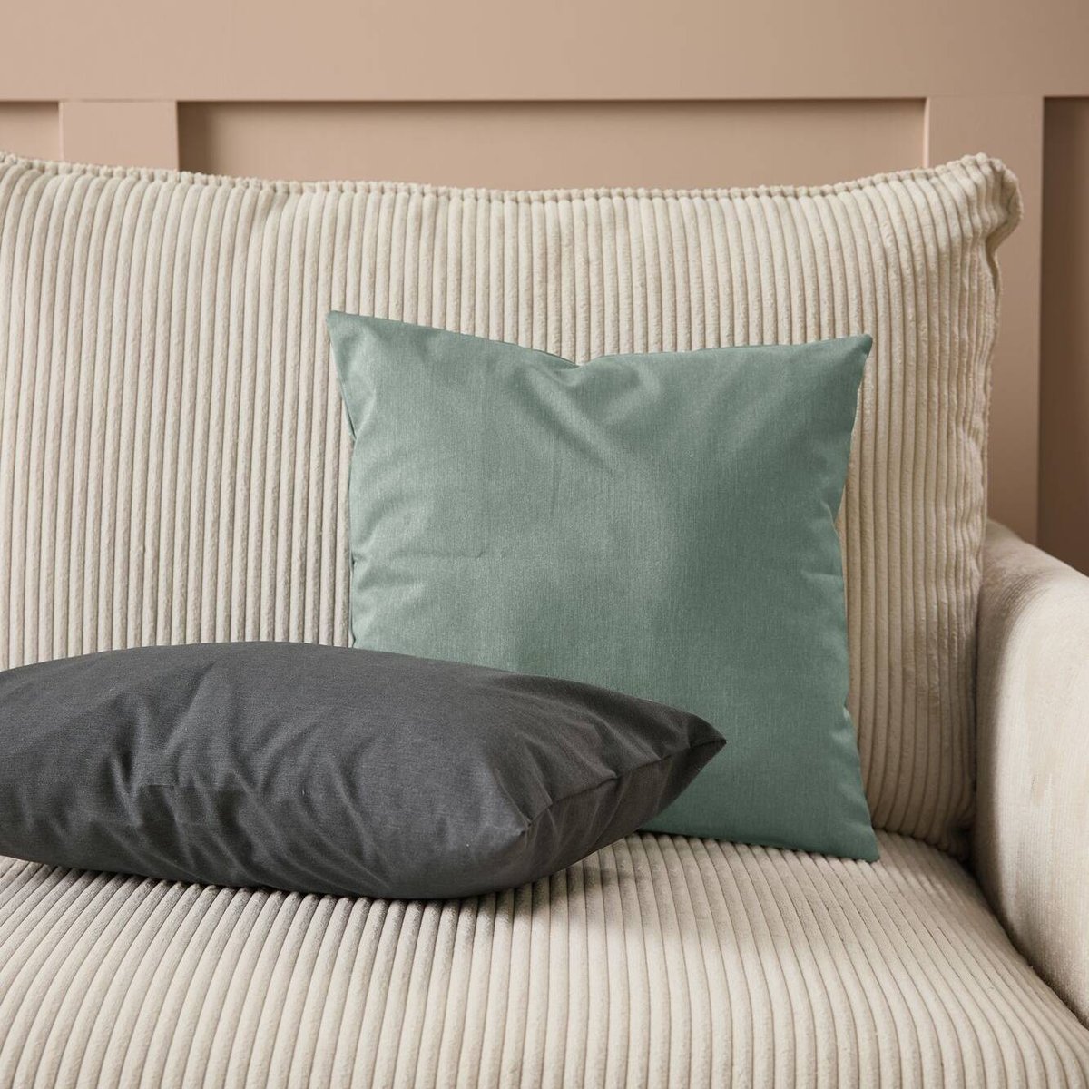 Housse de coussin recyclée - HEVA vert eau, CAMIF