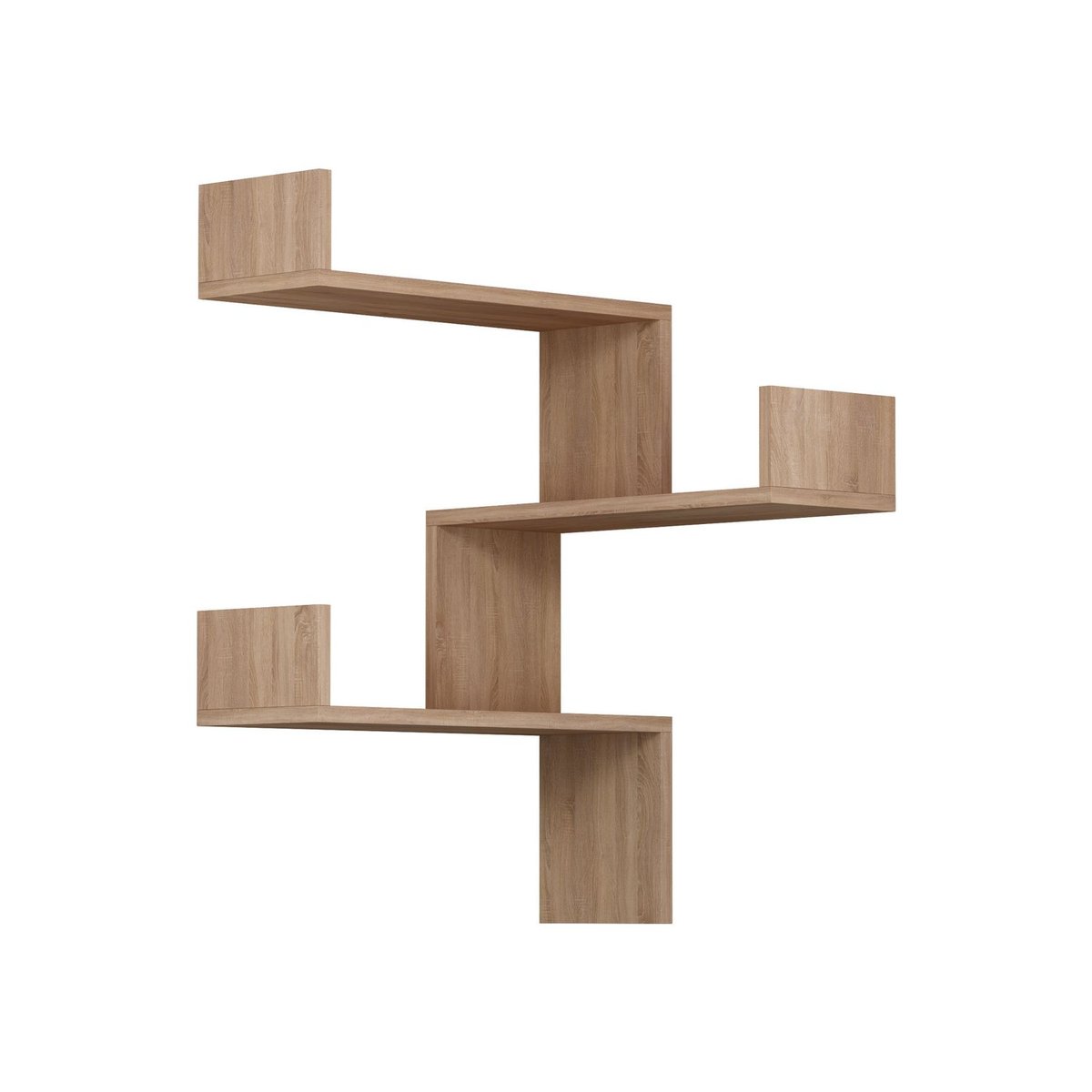 Etagère murale d'angle 3 niveaux design graphique marron, TOILINUX