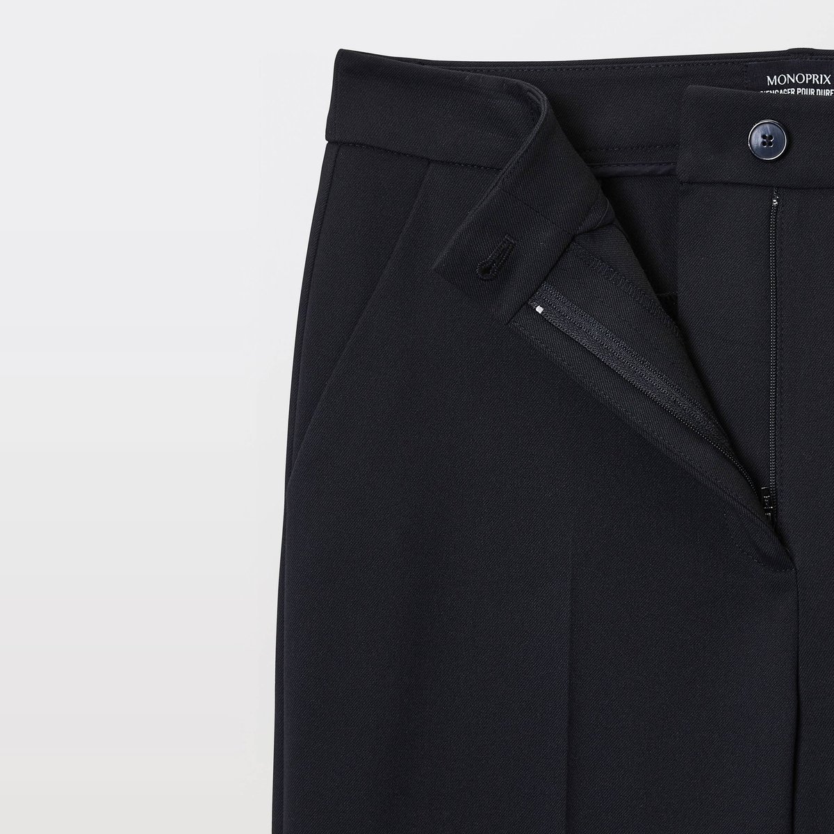 Pantalon large uni noir, MONOPRIX