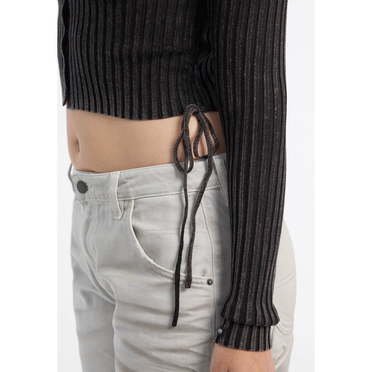 Gilet En Maille Côtelée noir, GUESS JEANS