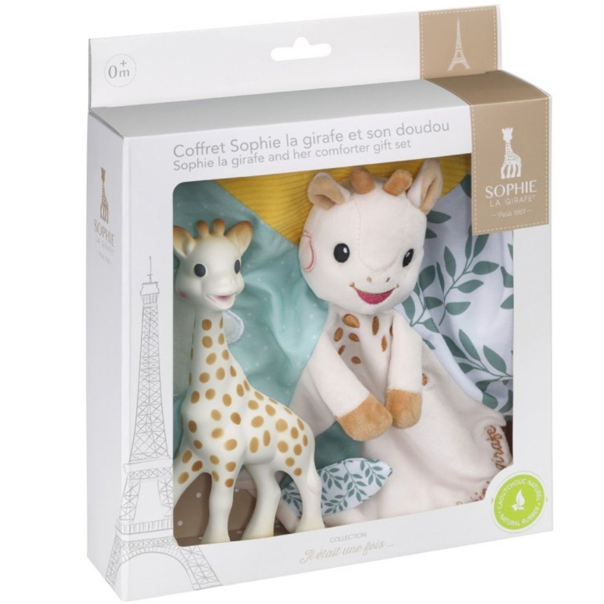 Coffret Sophie la girafe et son doudou bleu, marron, blanc, SOPHIE LA GIRAFE