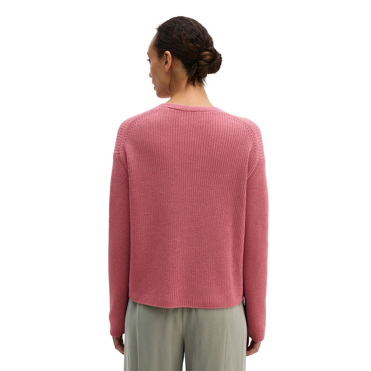 Pull ras du cou en V relaxed en qualité Organic Cotton rose bonbon, MARC O'POLO