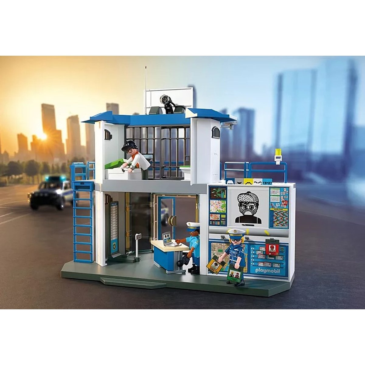 City Action Poste de police avec salle de recherche multicolore, PLAYMOBIL