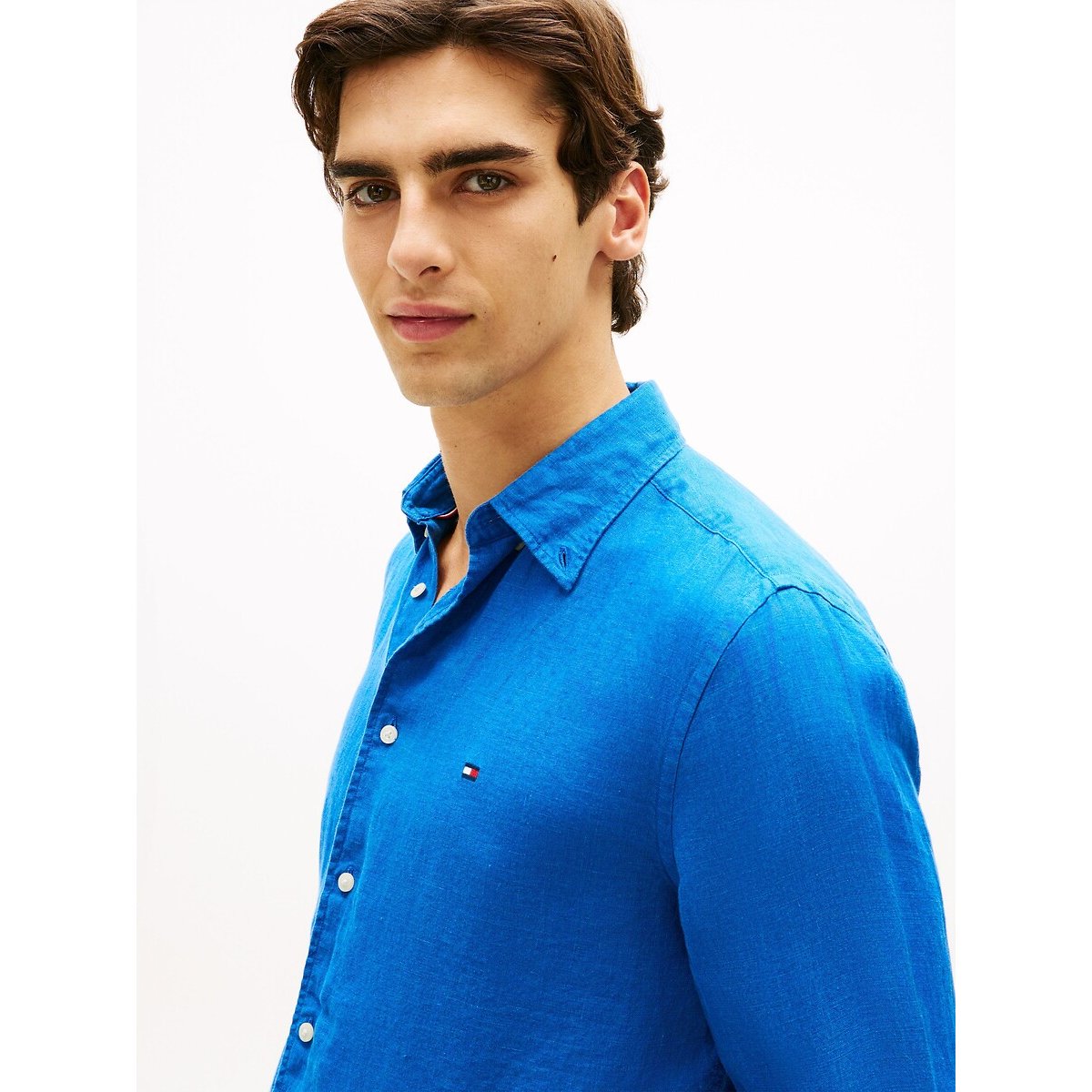 Camicia in lino blu, TOMMY HILFIGER
