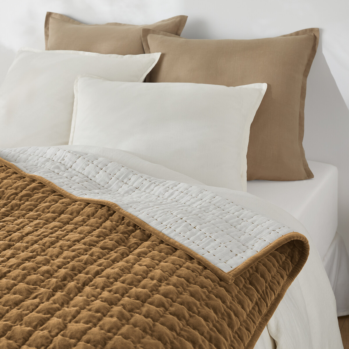 Edredon matelassé velours coton, Paulette bronze, LA REDOUTE INTERIEURS