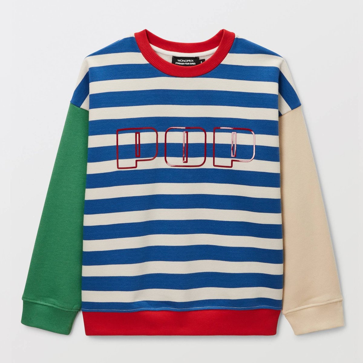 Sweat imprimé en coton BIO GOTS porcelaine, MONOPRIX