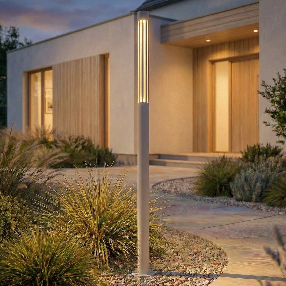 Luminaire extérieur en aluminium moderneLED gris pierre, blanc, LINDBY