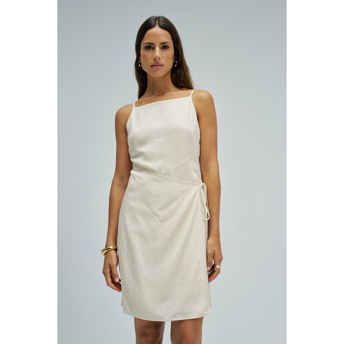 ROBE COURTE EN LIN beige, SALSA JEANS