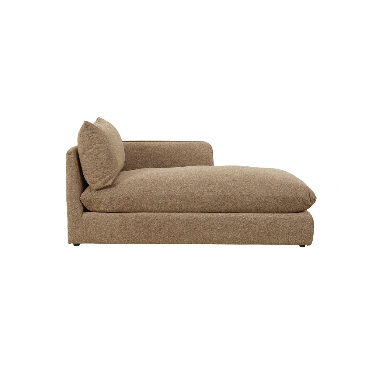 Méridienne gauche modulable en tissu texturé LEOPOLD marron clair chiné, BERAH GETAH