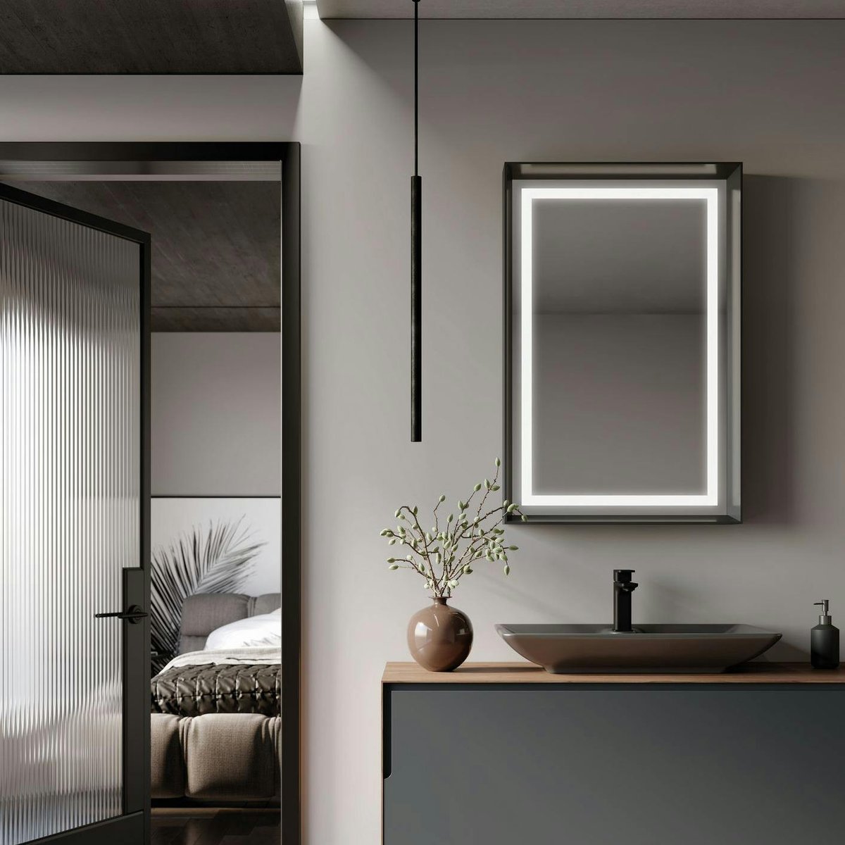 Meuble vasque suspendu pour salle de bains 120 cm RIA gris, PIER IMPORT