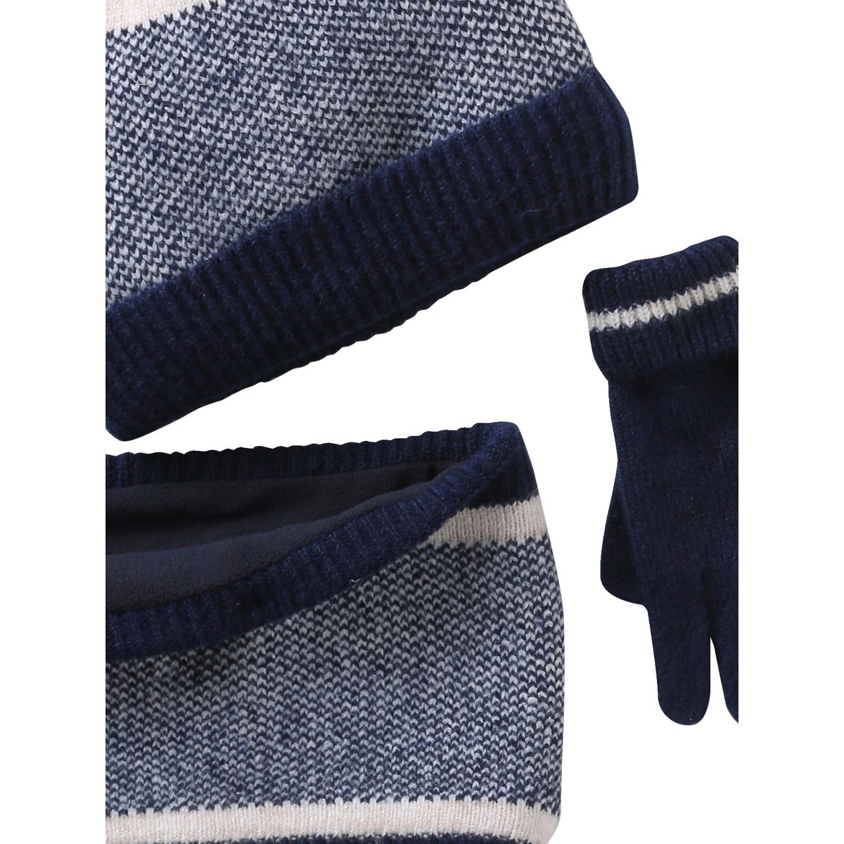 Ensemble bonnet, snood et gants marine, VERTBAUDET