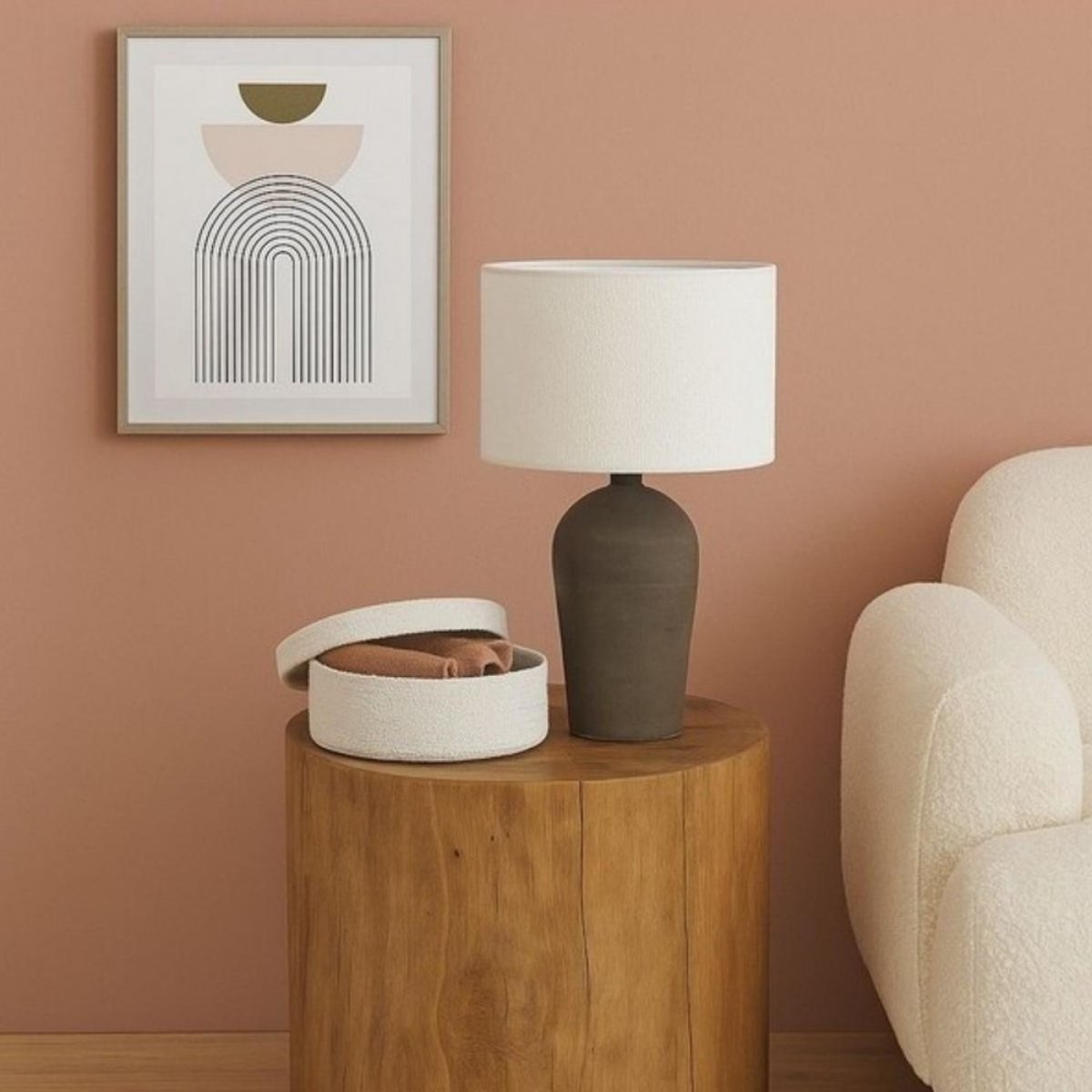 Lampe à poser effet pierre 52cm marron, ORNAMI