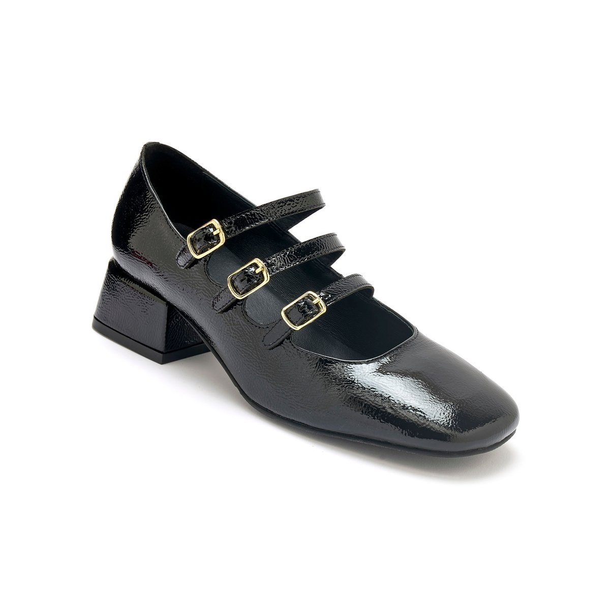 Babies cuir verni 3 brides vernis noir, PEDICONFORT