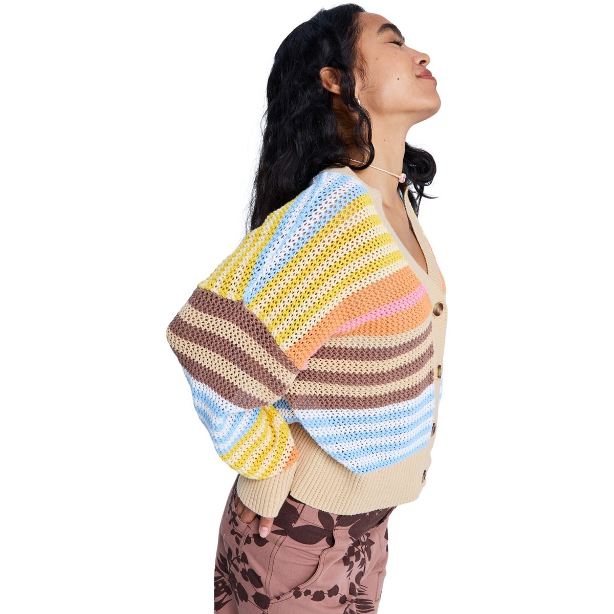 Gilet COSMIC COAST STRIPES. blanc coconut milk horizon prism str, ROXY
