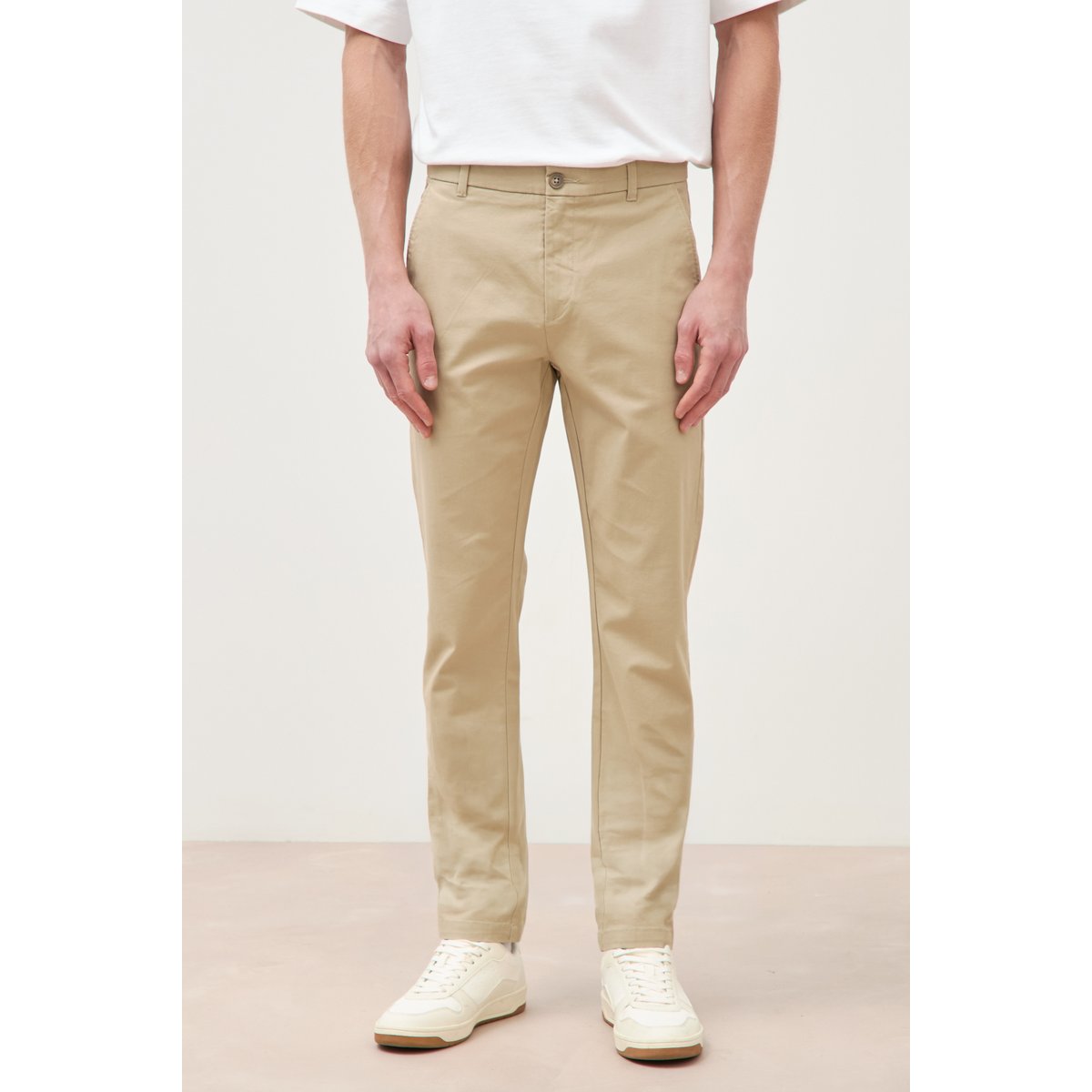 Pantalon chino slim beige, BONOBO
