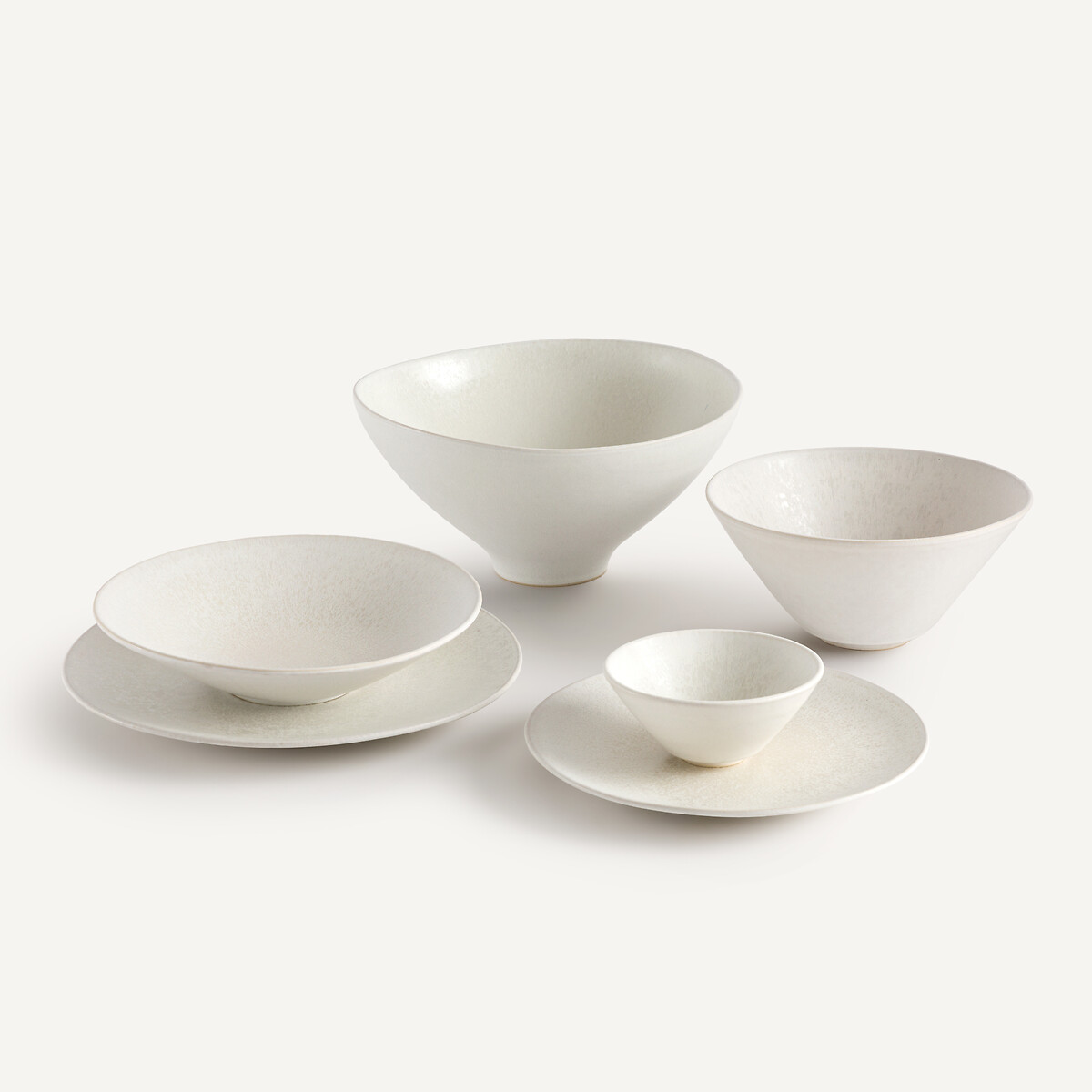 Set of 4 Kanso Glazed Stoneware Dinner Plates white, AM.PM