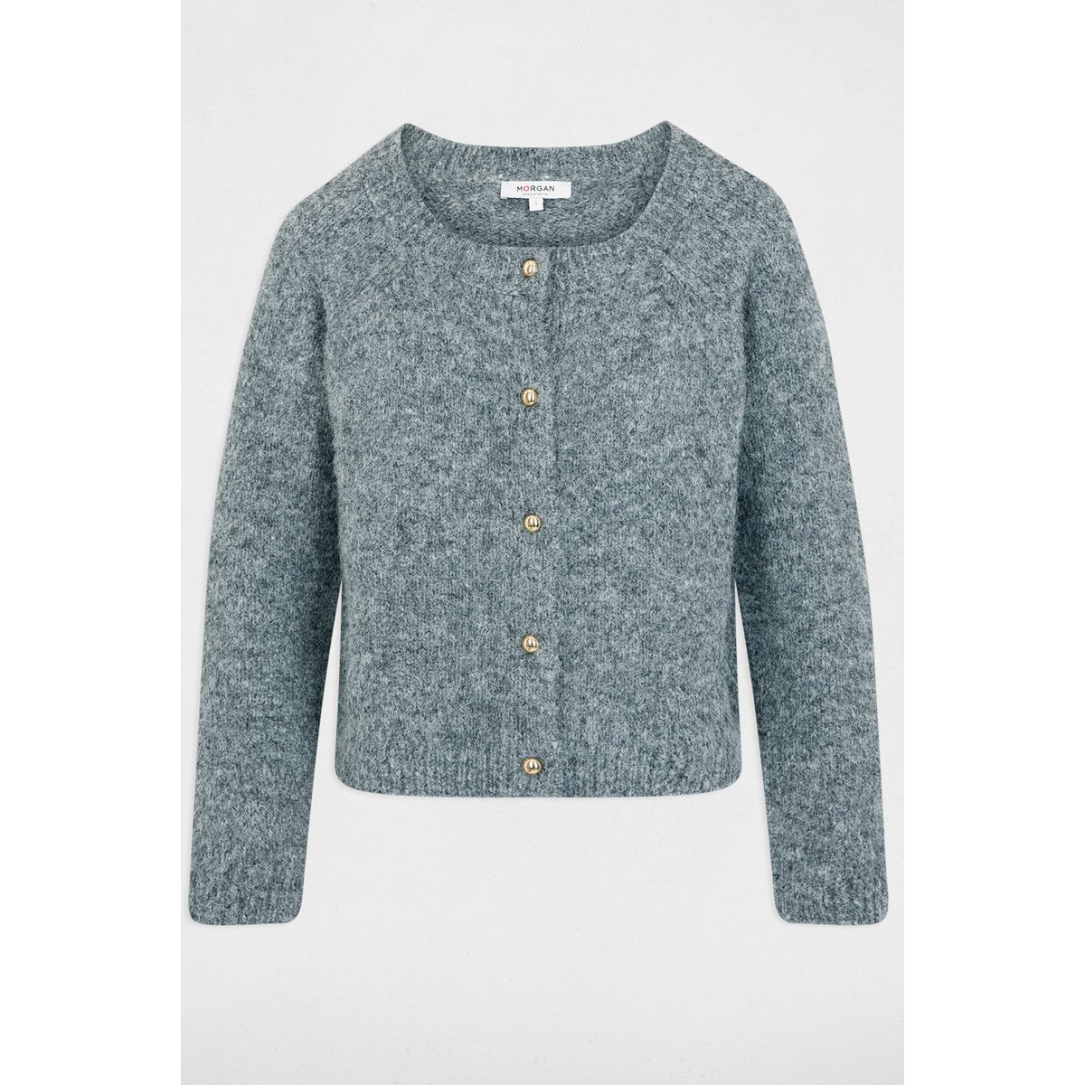 Gilet col rond gris clair, MORGAN