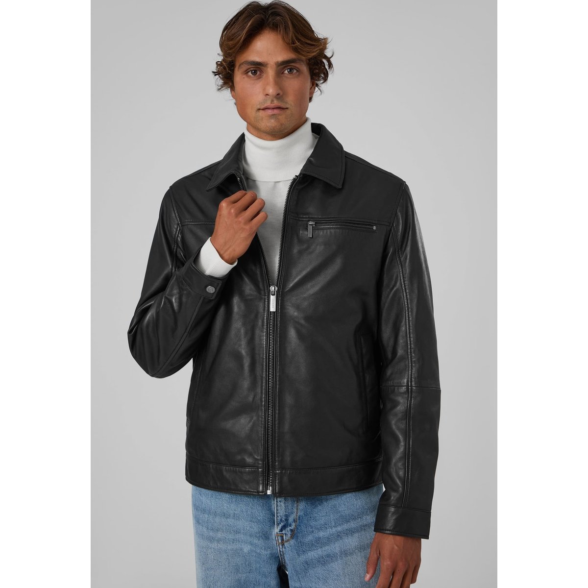 Veste D'aviateur En Cuir noir, GUESS