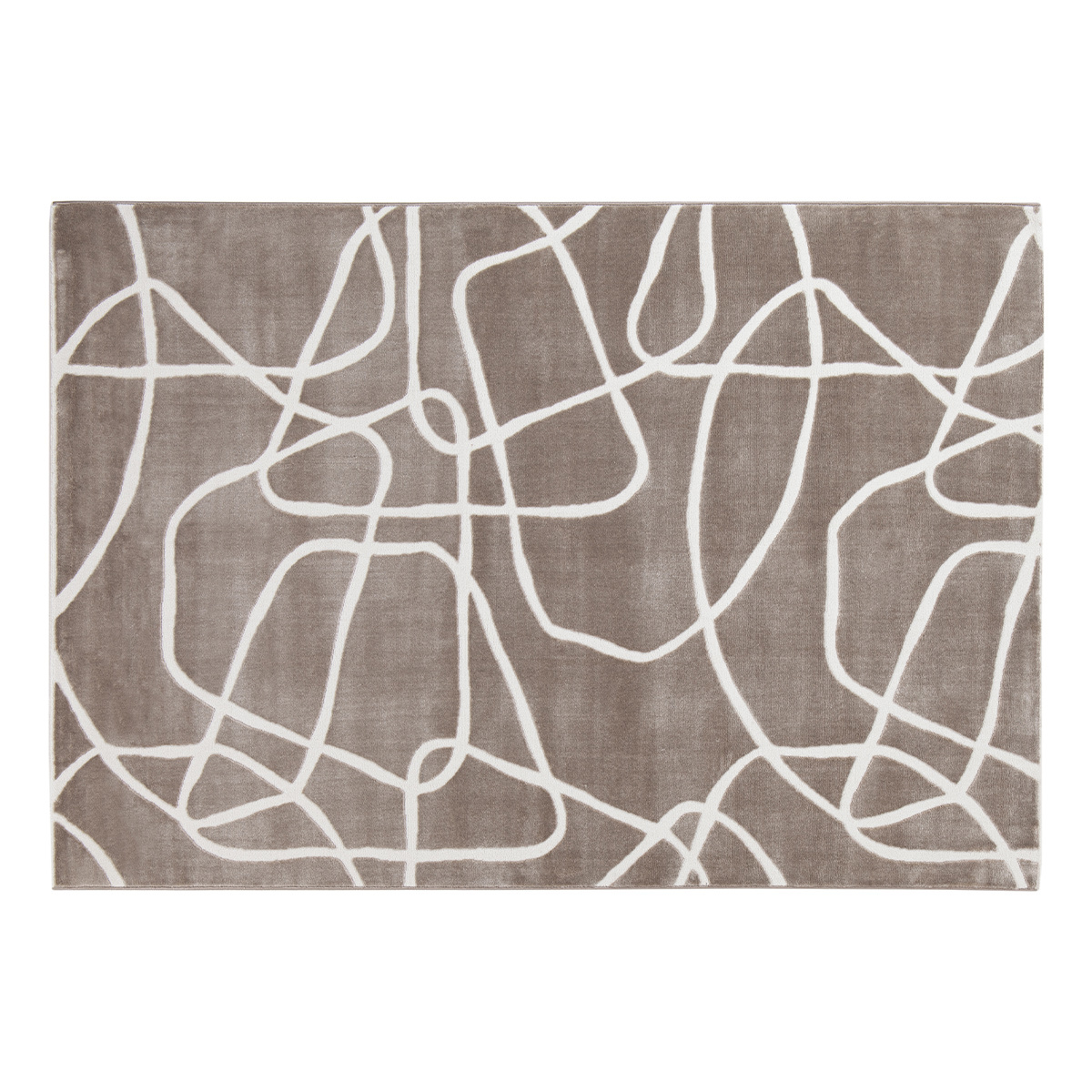 Tapis rectangulaire taupe à motifs line art 160 x 230 cm APOLLINE taupe, MILIBOO