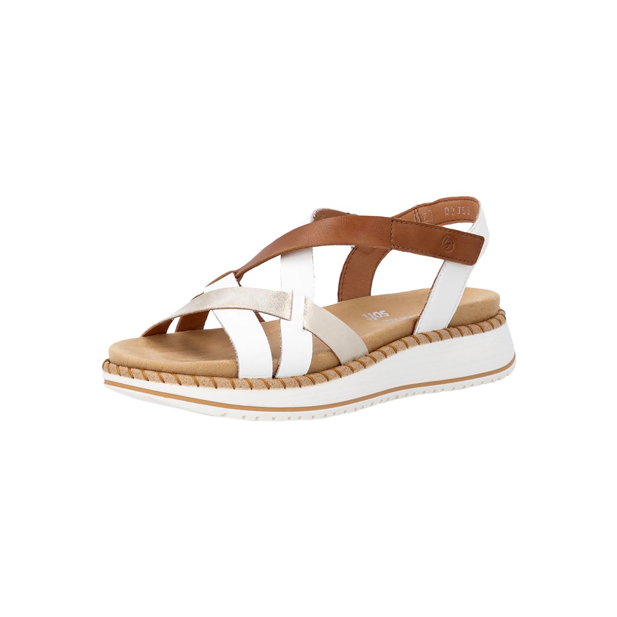 Sandale Cuir Compensée blanc combi, REMONTE