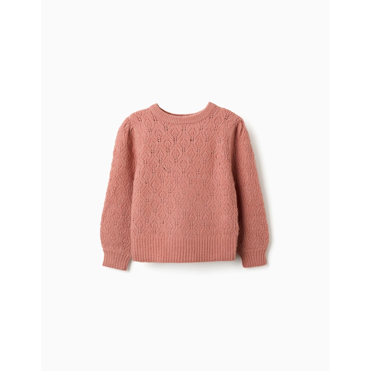 Pull en maille ajourée avec manches bouffantes rose, ZIPPY