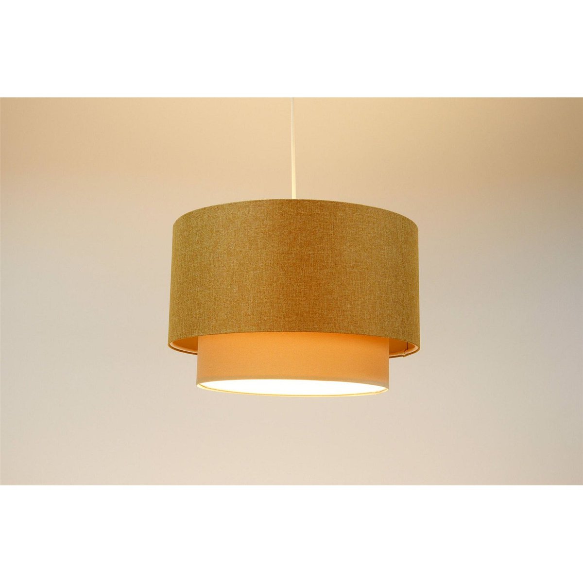 Suspension en tissu rond Boho Elegant beige crème avec dessous ivoire, BPS KONCEPT