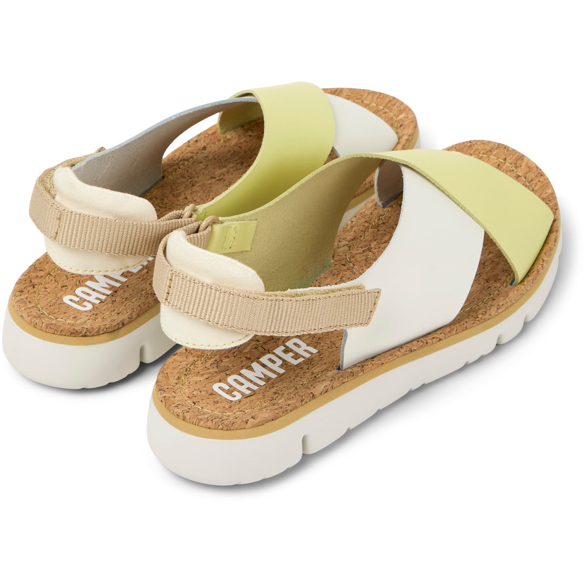 Sandales Cuir ORUGA blanc jaune, CAMPER
