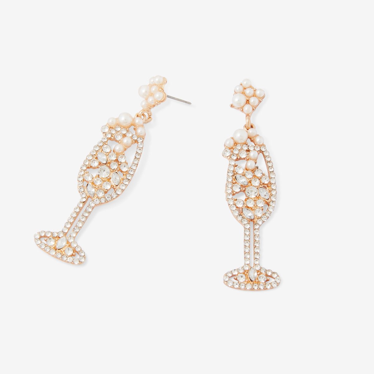 Boucles d'oreilles coupe de champagne argenté, BALABOOSTE