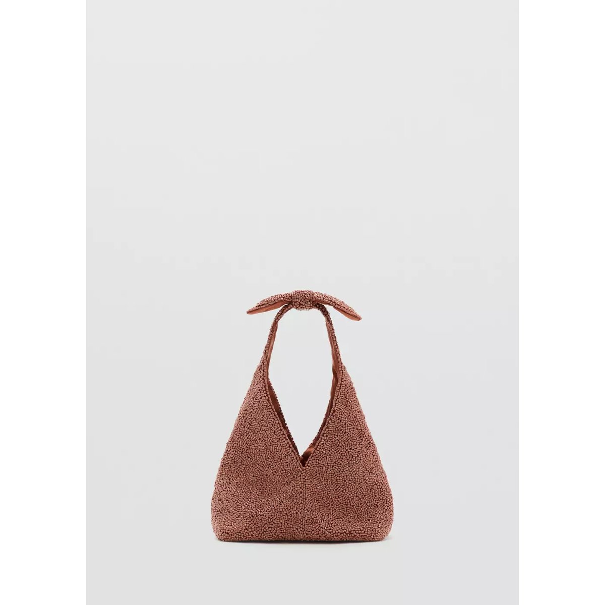 Sac à main orné de strass corail, MANGO