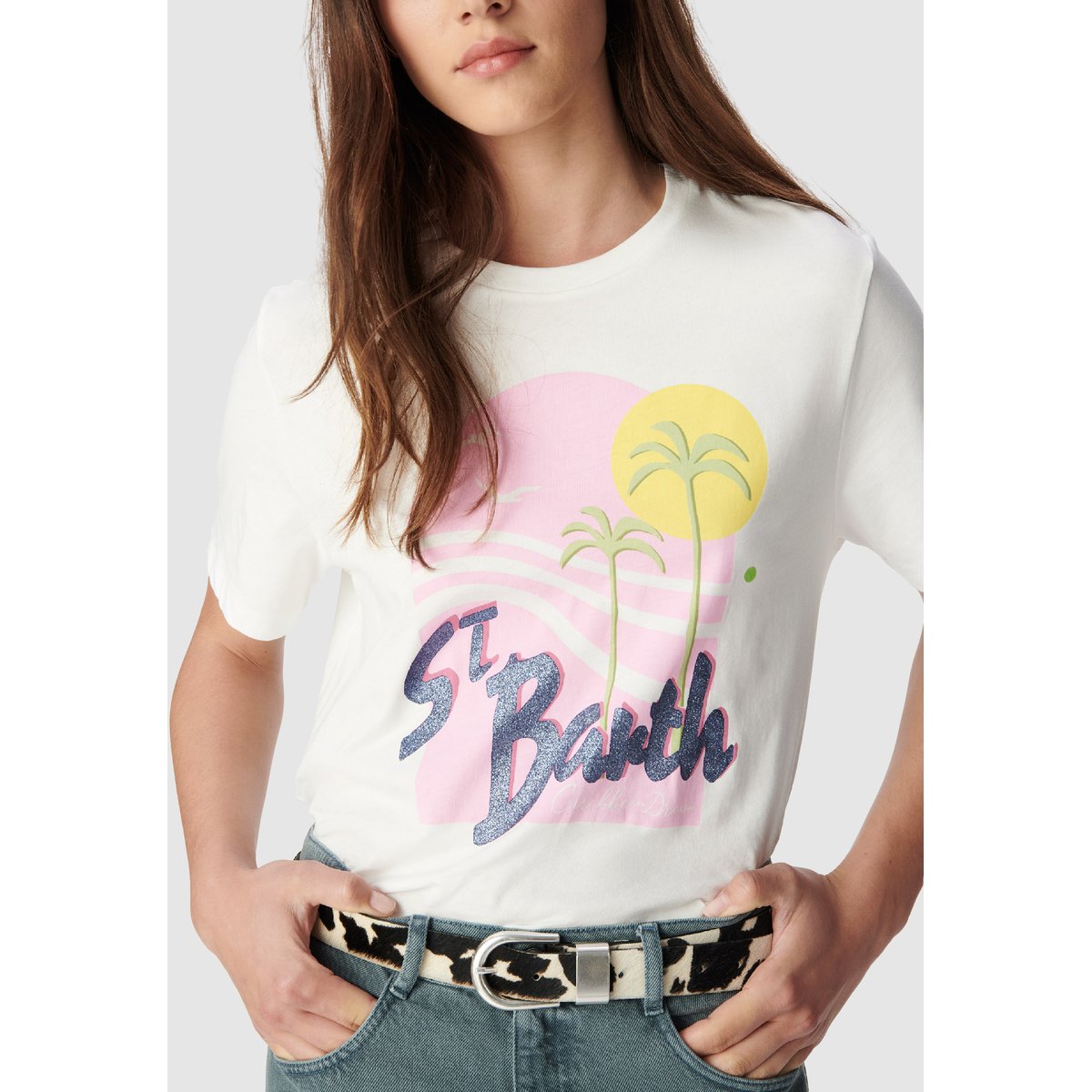 Tee-shirt manches courtes fantaisie visuel off-white, IKKS