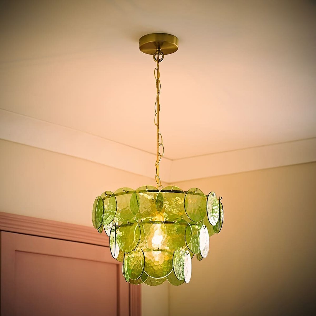 Jemima 3-Tier Disc Chandelier with Bulb green, ÉDITÉ