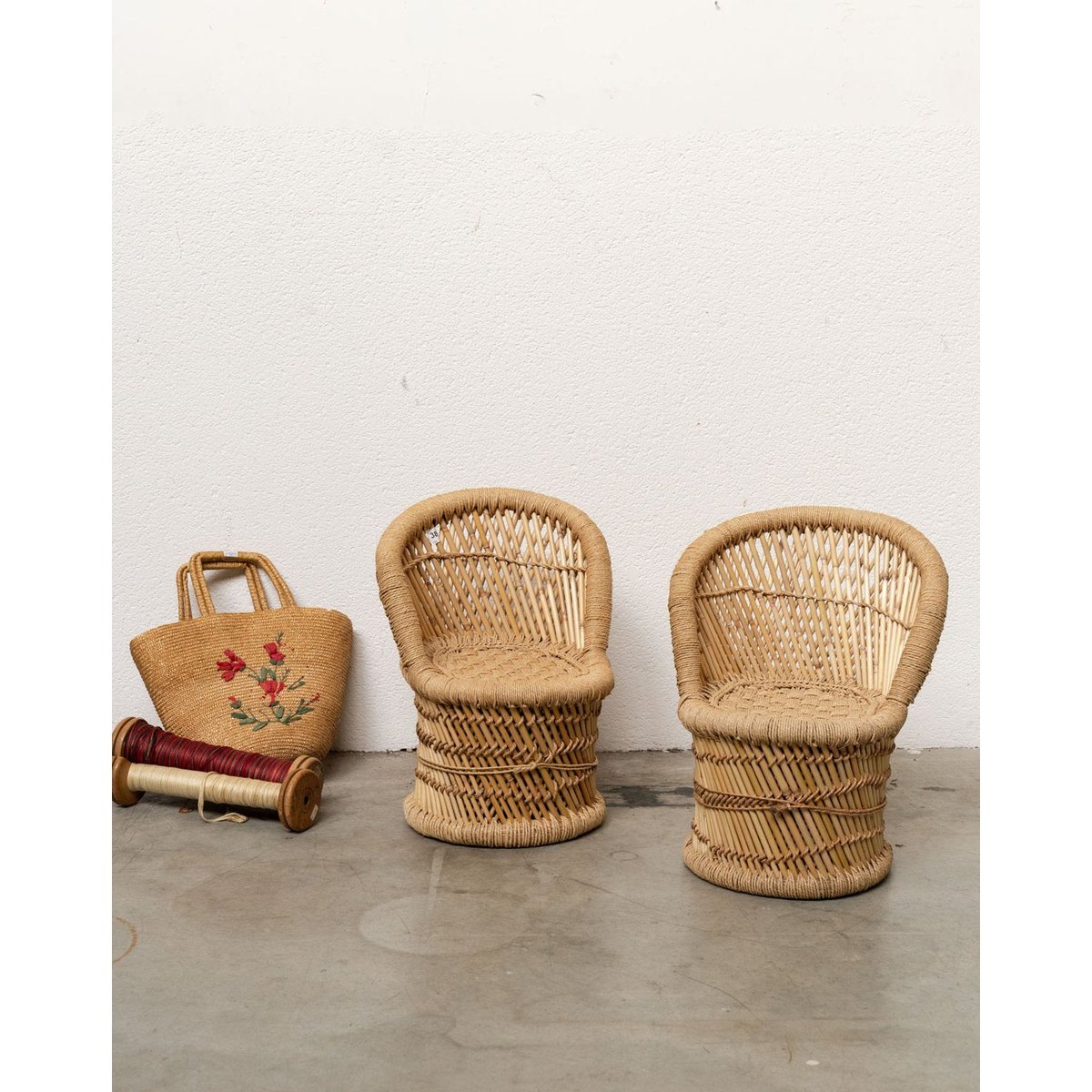 Paire de fauteuils pour enfant en rotin Marcus N°363 - Bon état naturel, DEBONGOUT