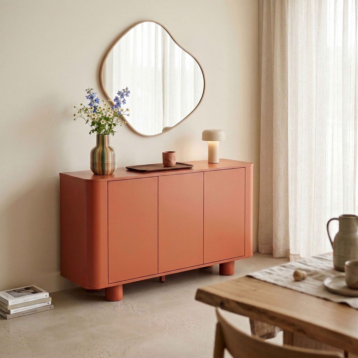 Buffet orange 3 portes 120 cm, DARIO orange, OVIALA